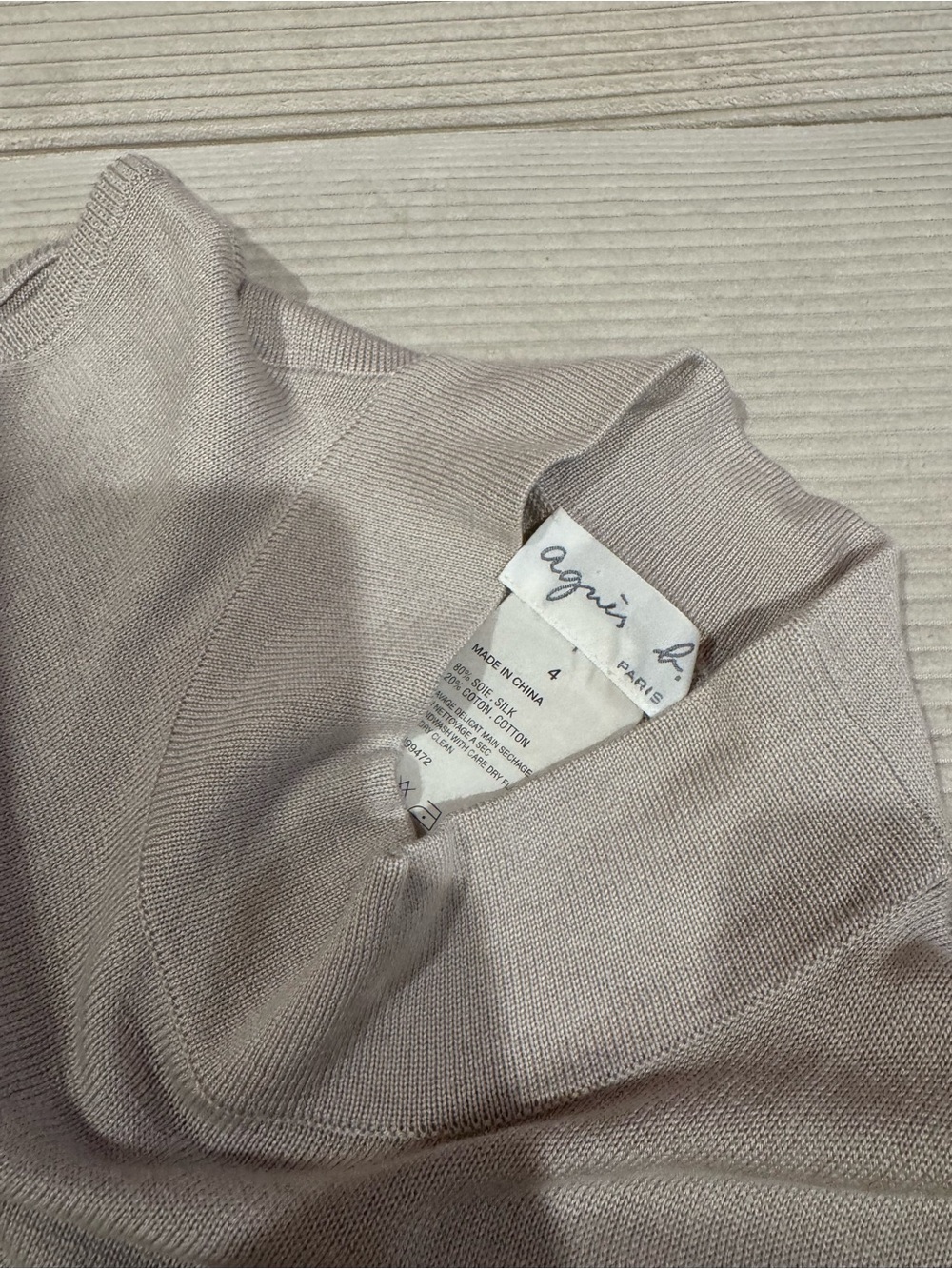 agnès b. Light Mauve Ribbed Knit Top